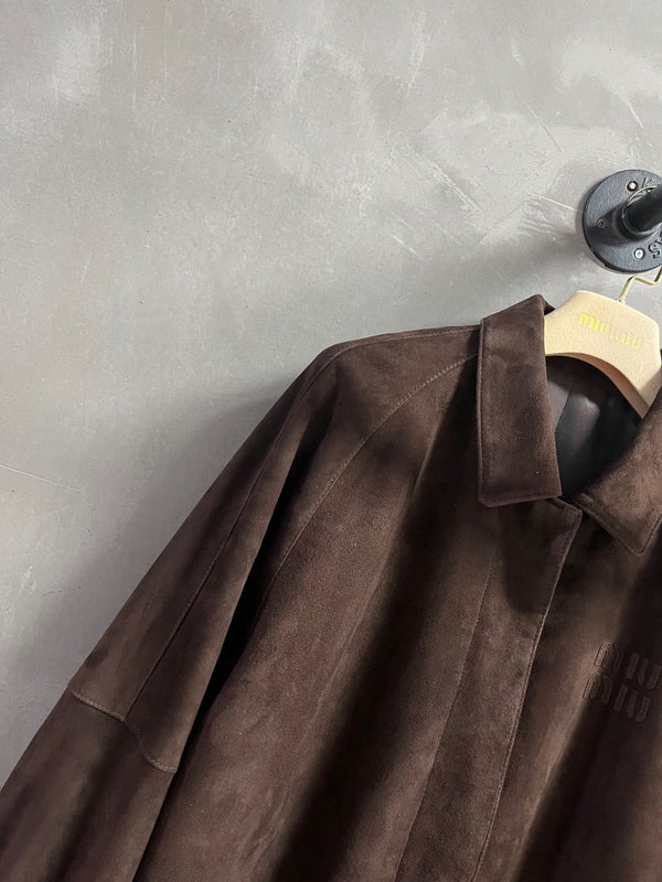 Miu Miu 2025 Jacket Brown Sheepskin Suede