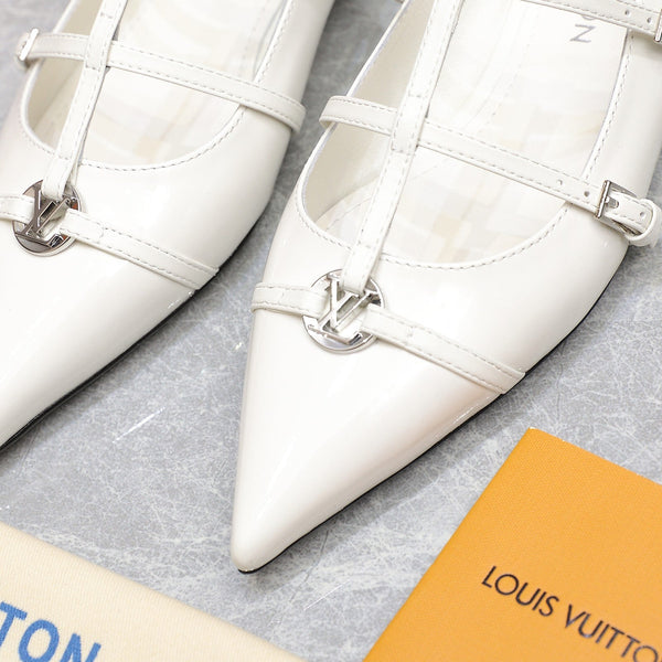 LV 6AM Flat Ballerina White Patent Leather 601539