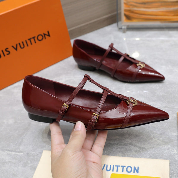 LV 6AM Flat Ballerina Burgundy Patent Leather 601540