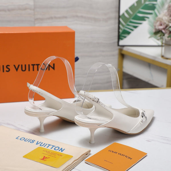 LV 6AM Slingback Pump 5cm White Sheepskin 601542