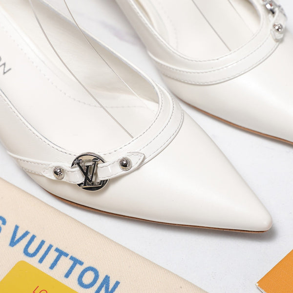 LV 6AM Slingback Pump 5cm White Sheepskin 601542