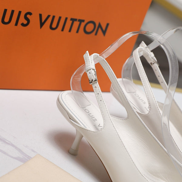 LV 6AM Slingback Pump 5cm White Sheepskin 601542