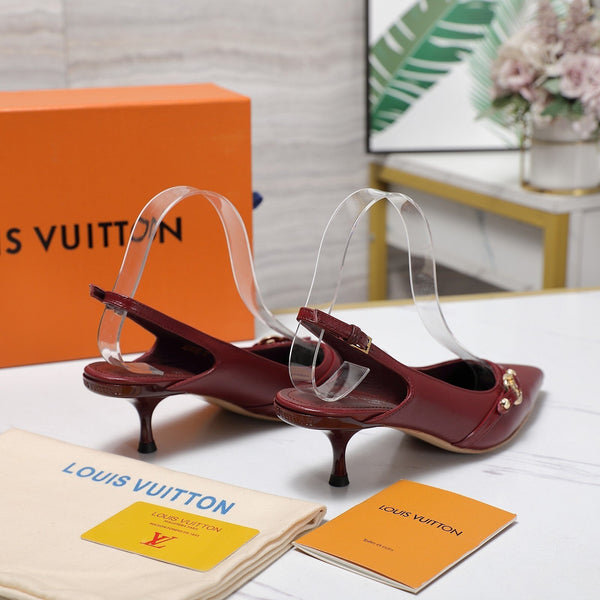 LV 6AM Slingback Pump 5cm Burgundy Sheepskin 601543
