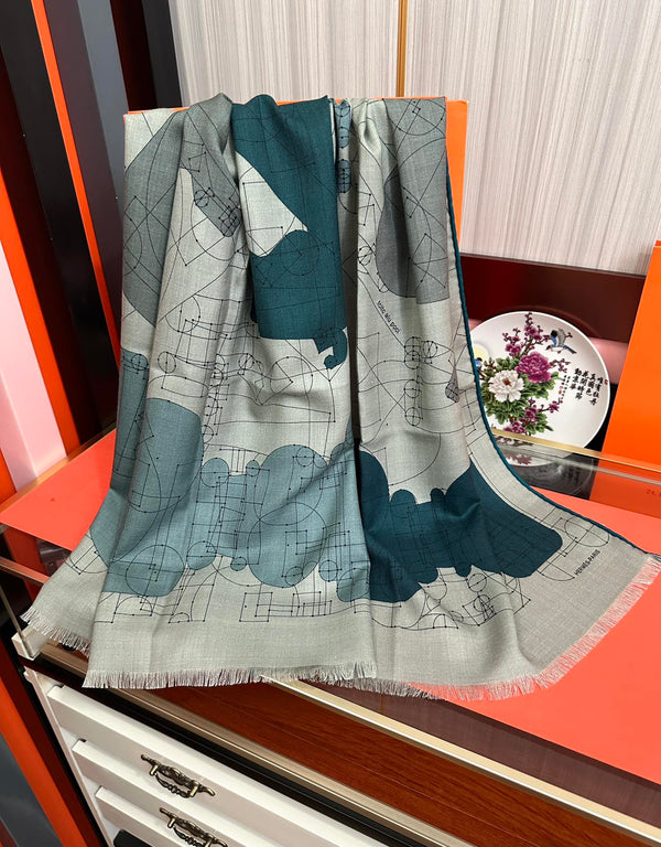 HM 25s Scarf 185 Blue Gray Cashmere 976446