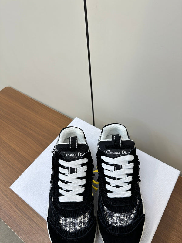 C'est Dior Sneaker In Black Suede And Tweed Fabric 989935