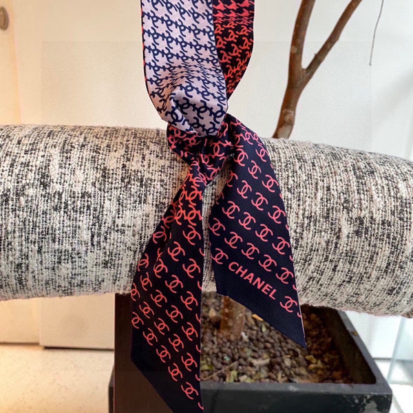 CC Twilly Mini Scarf 120cm Navy Blue Pink Mulberry Silk 802153