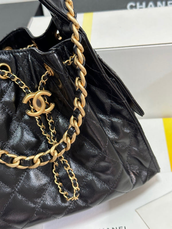 CC 25C Hobo Bag 30cm Black Lambskin