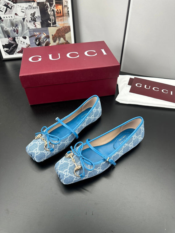 GG 26s Ballet Flats In Blue Denim