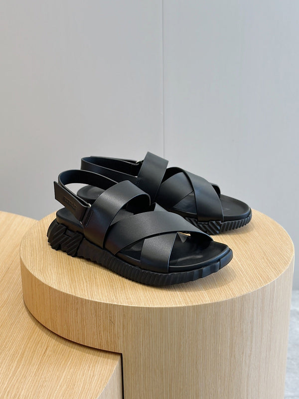 HM Men's Electric Sandals Black Calfskin 547685