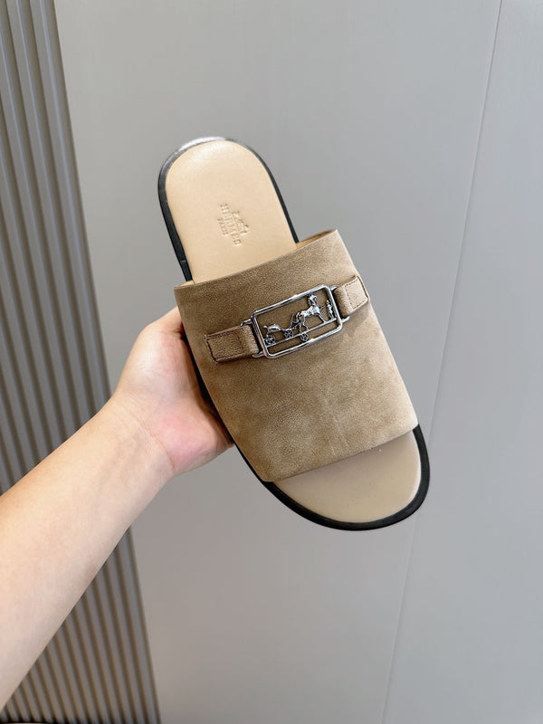 HM Men's Tenor Slide Light Brown Suede 547657