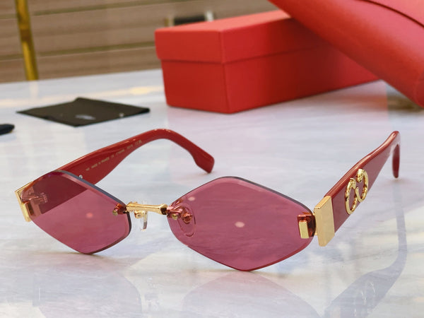 PANTHÈRE RHOMBUS FRAME SUNGLASSES CT00638S IN METAL AND ACETATE