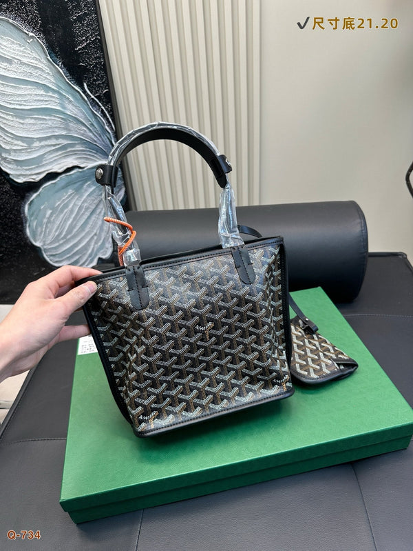 ANJOU MINI BAG 21 IN BLACK GOYARDINE CANVAS AND CALFSKIN