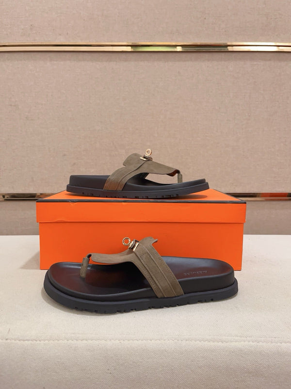 HM Men's Thong Sandals Brown Suede 564393