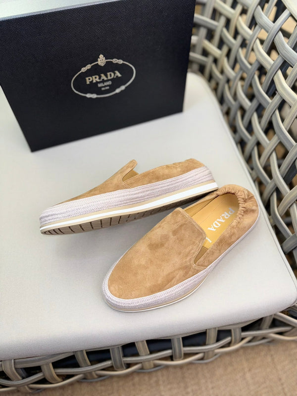 PRA LOAFER IN EGG NOG BEIGE SUEDE
