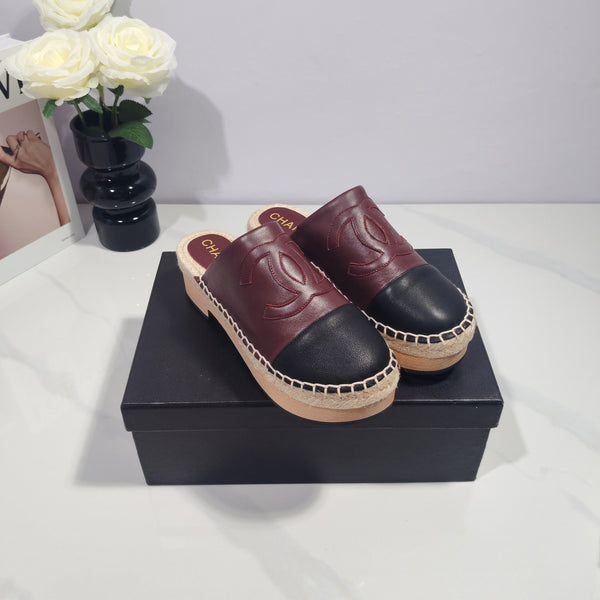 CC 26s Half-Length Slippers Black Burgundy Sheepskin 104251