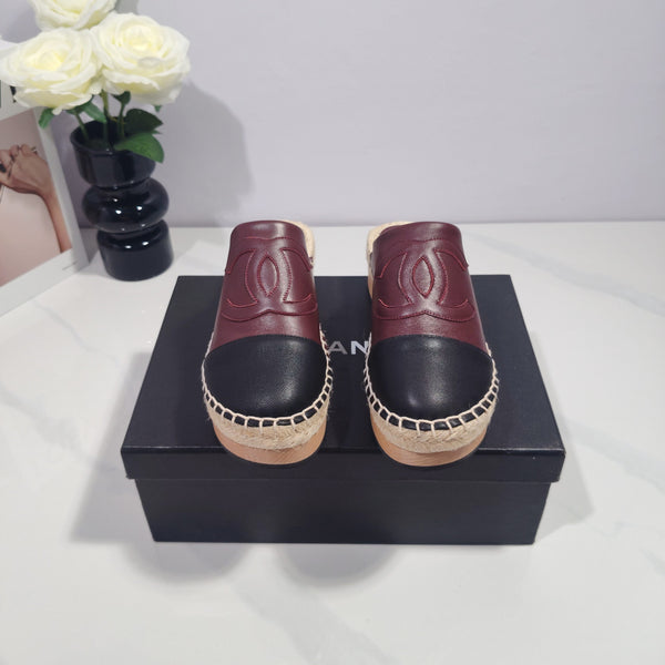 CC 26s Half-Length Slippers Black Burgundy Sheepskin 104251