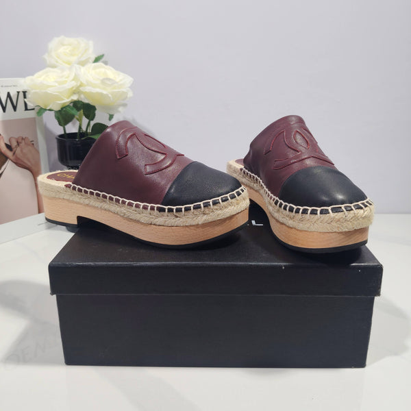 CC 26s Half-Length Slippers Black Burgundy Sheepskin 104251