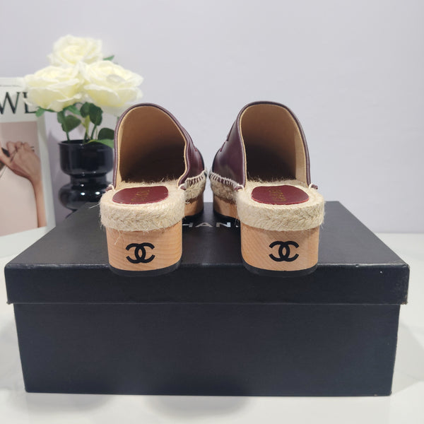 CC 26s Half-Length Slippers Black Burgundy Sheepskin 104251