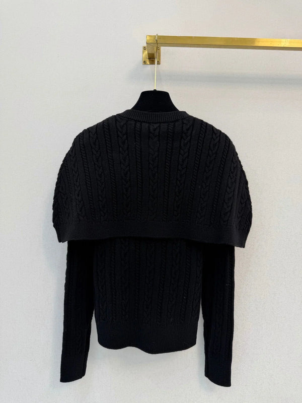 CC 26s Cape Detail Cable Knit Cardigan Cashmere 450974