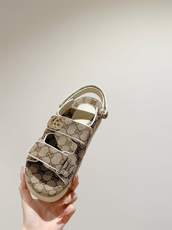 GG 26s Double G sandals Beige Brown Canvas 929386