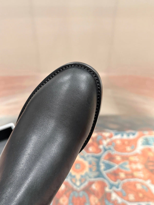 Celine Garance Triomphe Strap Boot 60mm Black Calfskin