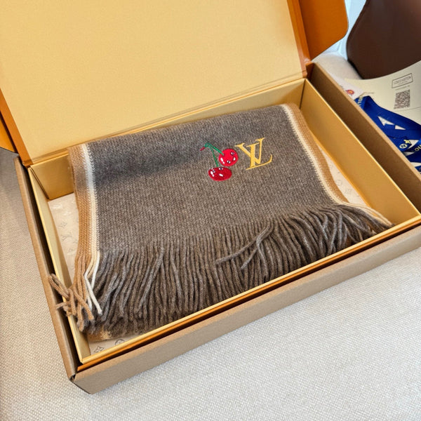 LV 25ss Scarf 180CM Brown Knitted Cashmere 292791