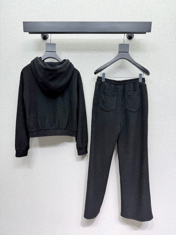 Prada Set Hooded Black Fleece 340651