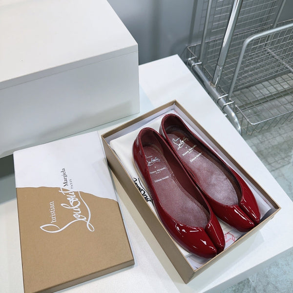 CL x Maison Margiela Ballerina Flats Burgundy Patent Leather 639688