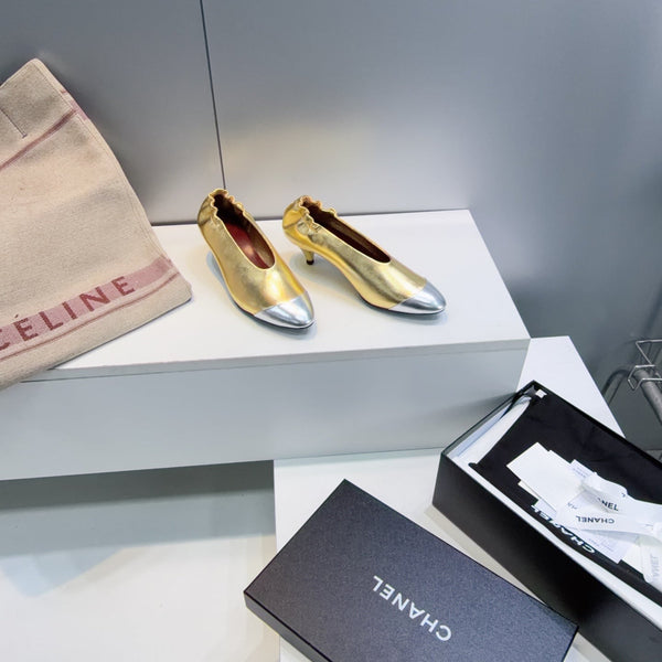 CC 2026 Pumps 4.5cm Sliver Gold Lambskin 741645