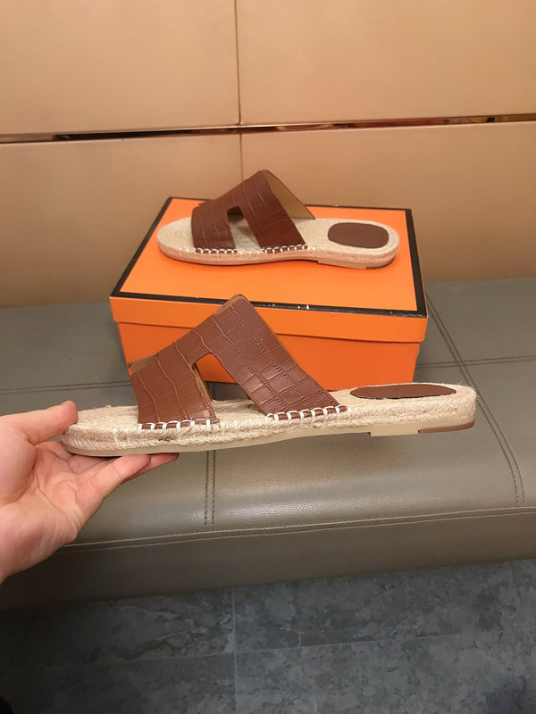 HM Men's Antigua Espadrille Brown Embossed Cowhide 704132