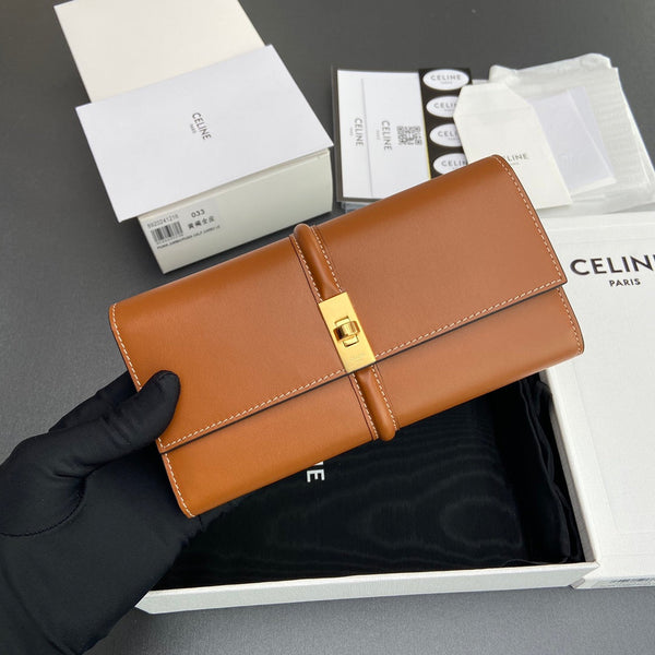 TRIOMPHE Large Wallet 16 Tan Satinated Cowhide