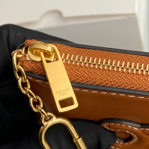TRIOMPHE Coin Purse Cuir Tan Calfskin