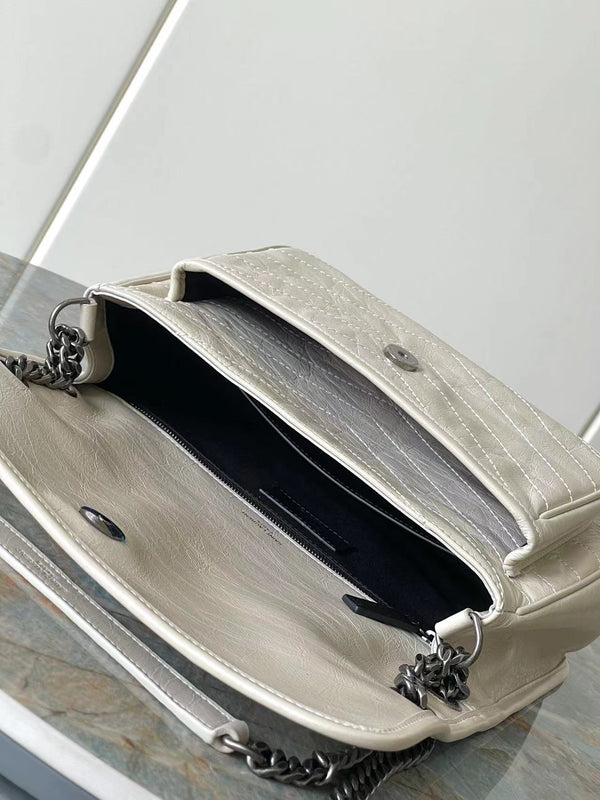Niki Baby Shoulder Bag 28cm Light Grey Glossy Leather 286064