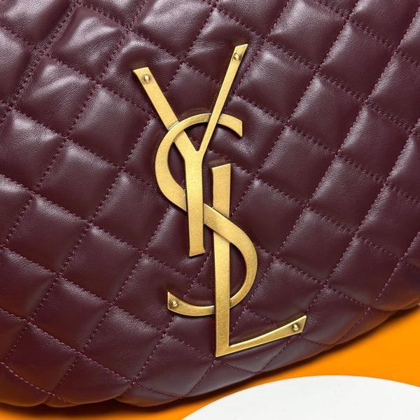 YSL Icarino Large Shoulder Bag Burgundy Quited Leather 286007