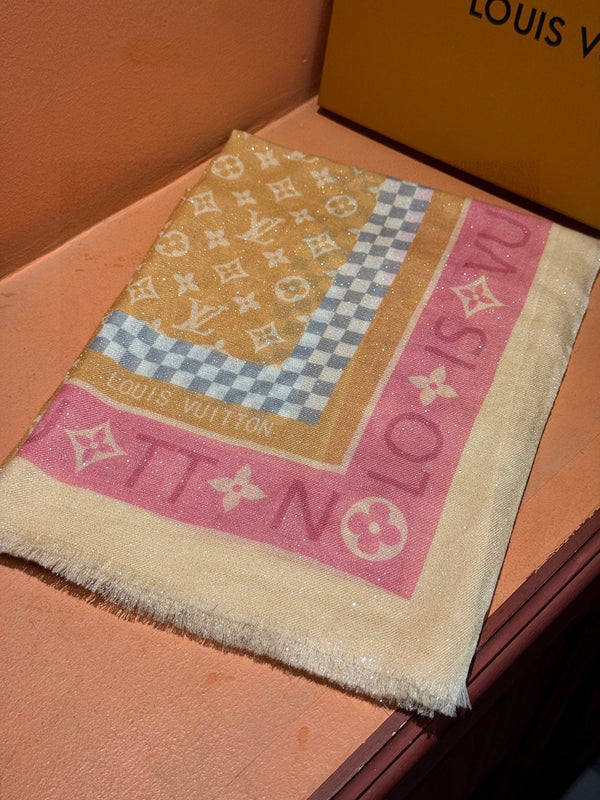 LV 25ss Scarf 200CM Yellow Pink Cashmere 293151