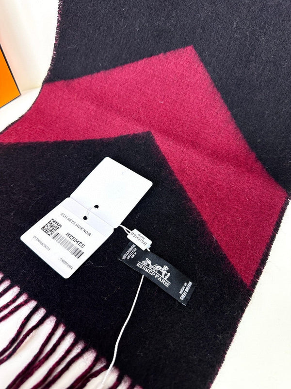 SCARF 190 CM IN JAM PURPLE MIX BLACK CASHMERE 370395