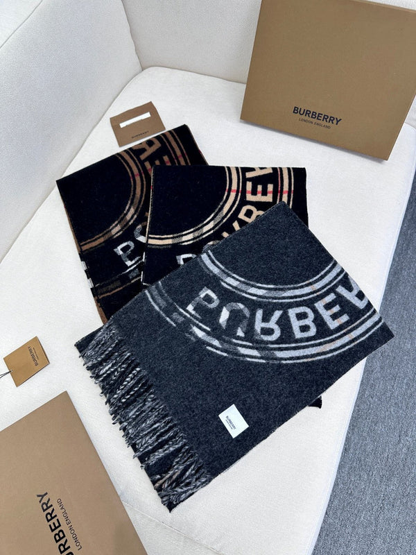 SCARF 180 CM IN BLACK AND LIGHT GRAY CASHMERE 407242