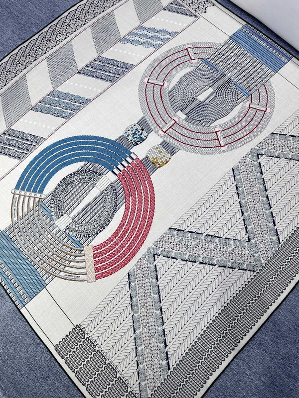 Dressage Tressage Shawl 140 CM In White Black Colorful Silk