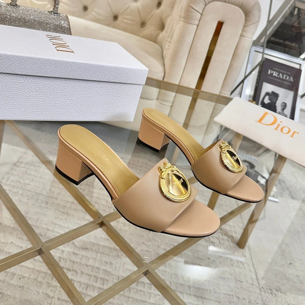 CD 26s Médaillon Buckle Slides 5.5cm Lambskin 927377