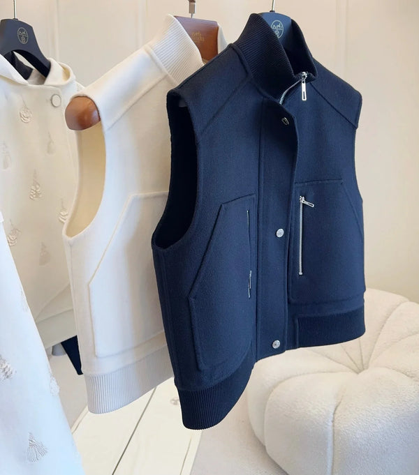 HM 25 Cashmere Embroidered Leather Vest
