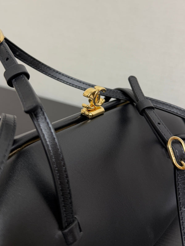 CC 26A Long Shoulder Handbag 28cm Black Lambskin