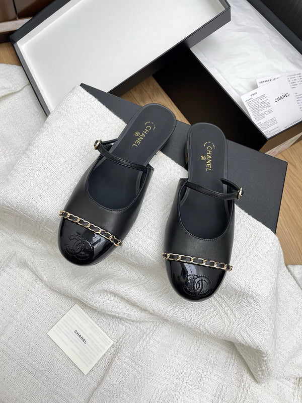 CC 25 Mules Flats Black Sheepskin 311498