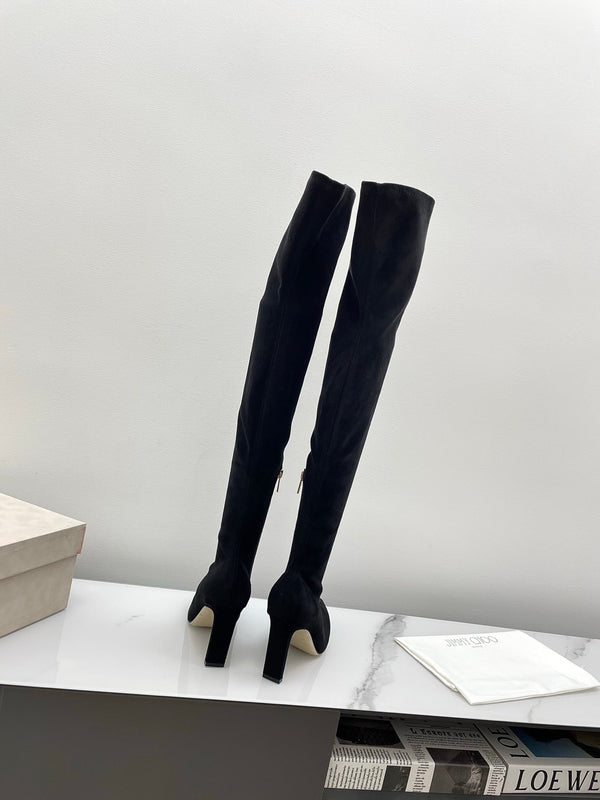 Jimmy Long Boots 85mm Black Suede 511616
