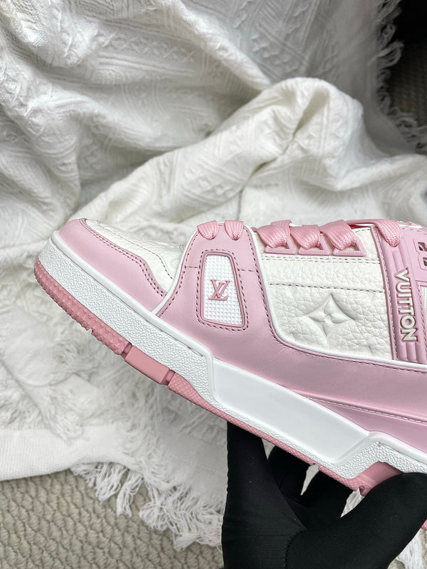 LV Trainer Sneaker White Pink Cowhide 611151
