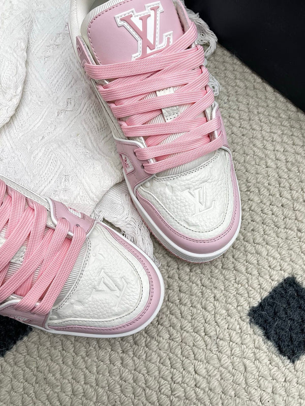 LV Trainer Sneaker White Pink Cowhide 611151