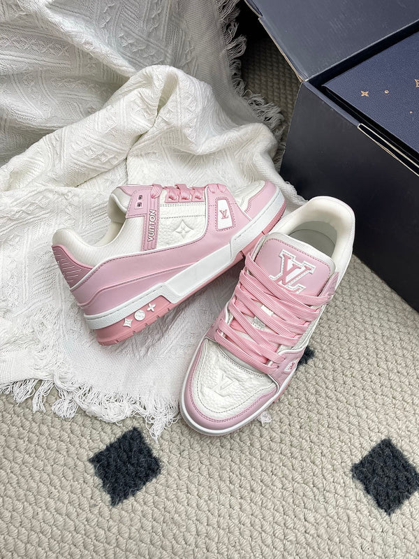 LV Trainer Sneaker White Pink Cowhide 611151