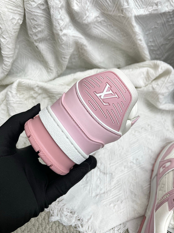 LV Trainer Sneaker White Pink Cowhide 611151