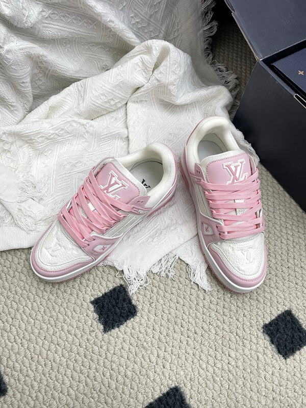 LV Trainer Sneaker White Pink Cowhide 611151