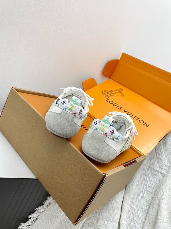 LV x TM Sneakerina White Grey Suede Cowhide 611116