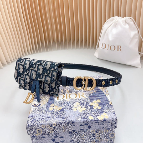Saddle Belt Pouch Blue CD Oblique Jacquard
